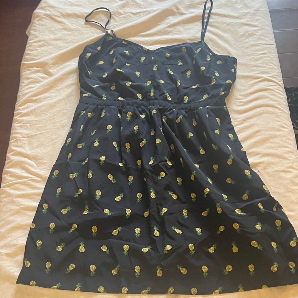 J Crew Blue Pineapple Print Dress